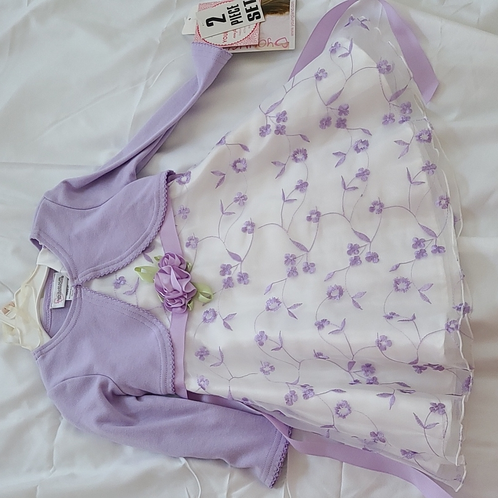 Girls Purple Embroidered Dress 2T